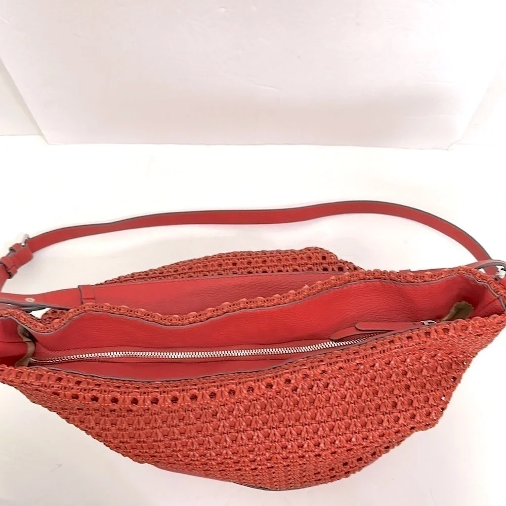 PARFOIS Basket weave HOBO/SHOULDER BAG in an orangish red color NWOT